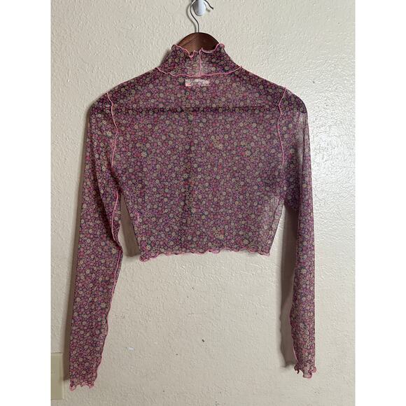 For Love & Lemons Nadia Sheer Turtleneck Crop Top Womans Small - Picture 3 of 9
